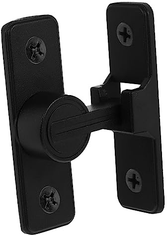 HYTROVE Verrou de Sécurité de Porte à Bascule 90° en Alliage de Zinc, Finition Brossée Noire, Serrure sans Perçage pour Porte Intérieure et Portail, Installation Adhésive, Usage