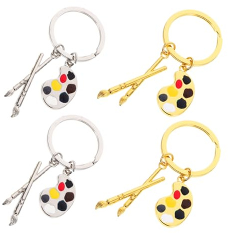 minkissy 4pcs Artist Paintbrush Keychain Lanyard Keyring for Art Students Professionals