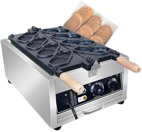 3000W Commercial Shoes Shape Waffle Maker, 4-grid Stainless Steel Egg Waffle Bread Making Machine, Temperature Control & Timing Function, for Snack Bar, Restaurant, Family Gathering