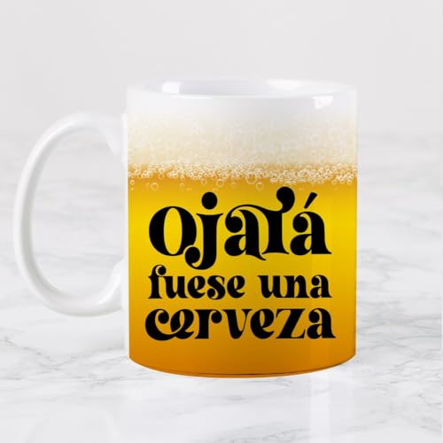 Wanapix | Taza Ojalá fuese Cerveza | Regalo Original y Divertido | 325ml