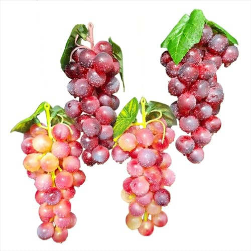UMPE Artificial Grapes, Fake Grape, 4 Bunches Artificial Vine Fruits, Realistic Plastic Grapes Decor for Home, Kitchen, Centerpiece, Party Display