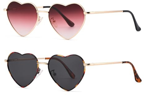 Musivon Herz Sonnenbrille Damen Polarisierte - Vintage Festival Herzform Sonnenbrille Hippie Brille
