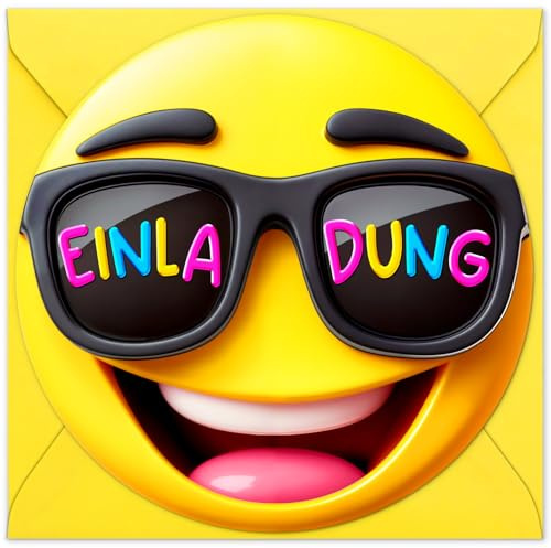 12x Smiley EINLADUNGSKARTEN KINDERGEBURTSTAG Junge Mädchen + 12x Umschläge - die Emoji PARTY Karten sind die lustige Smiley EINLADUNG für Jungen Kinder GEBURTSTAG Schulanfang Kinderparty witzig