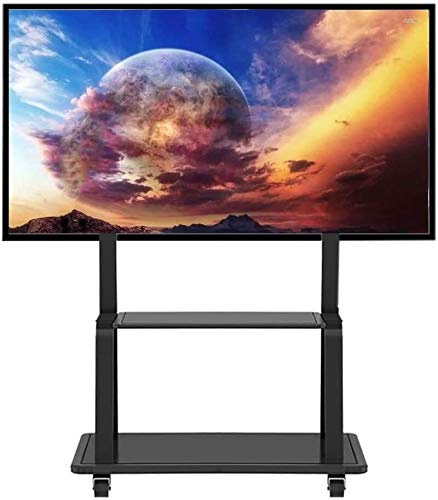 Chariot TV mobile avec roulettes et support de rangement réglable pour téléviseurs Plasma/LCD/LED de 55 à 95 pouces Noir Chariot universel Supporte jusqu'à 180 kg