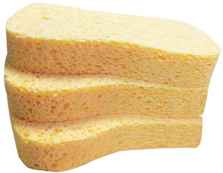 Huxibai Esponjas Naturales para Platos,Esponjas para Lavar Platos - Estropajo de 3 Piezas de Pulpa de Madera y Algodón para Lavavajillas, Eliminación de Suciedad, Limpieza del Hogar para Cocina, Baño