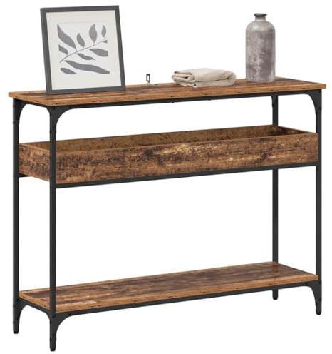 vidaXL Table Console Bois Ancien 100 x 29 x 75 cm Bois d'ingénierie, Table Console rectangulaire Moderne, Petite, Style Industriel, pour Salon, entrée, Pratique