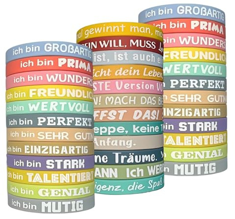 KOSLEOW 40 Stück Motivationsarmbänder mit Inspirierenden Sprüchen, Silikon Armbänder als Sinnvolle Geschenke für Schüler, Kollegen Perfect, Abschluss & Sommerferien