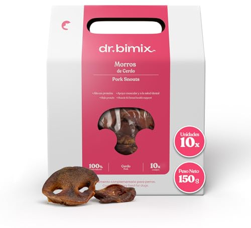 dr. bimix Snacks Naturales para Perros - Morros de Cerdo Ricos en Proteínas, 10 Chuches 100% Natural, Ayuda Las Articulaciones y Musculatura 150g - 1 Pack