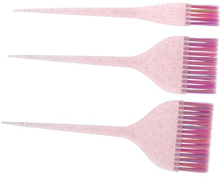 Cabilock Set de Pinceaux de Coloration pour Cheveux avec Manche Long Pailleté en Plastique et Nylon Lot de 3 pour Balayage et Teinture la Maison Voyage