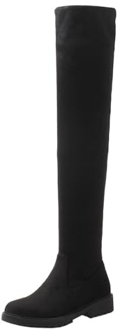 CUTEHEELS Bottes hautes pour femme - Stretch - Semelle antidérapante - Confortables au quotidien, Noir , 38 EU