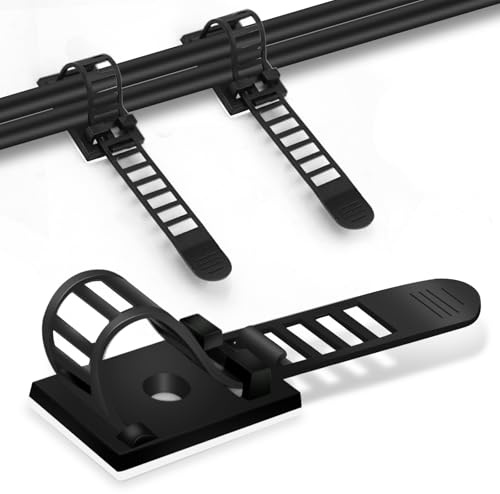 50 Stück Kabelhalter Selbstklebend, 3M Kleber Kabelclips Kabelmanagement Verstellbare Kabelbinder Kabelführung Kabelschellen Organizer für Schreibtisch Zuhause Büro und Werkstatt