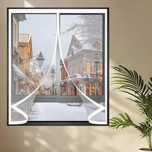 Thermovorhang Fenster 138 x 98 cm Winddichter Thermisch Winter, Wasserdicht Schalldämmender, Vorhang Isolier Schutz Vorhang für Küche Balkone, Schlafzimmer, A