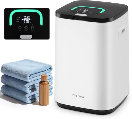 FANTASK Scaldasalviette Elettrico da 23 l, con 4 Ganci, Timer e indicatore Luminoso e spegnimento Automatico, scaldasalviette per Accappatoi e Coperte