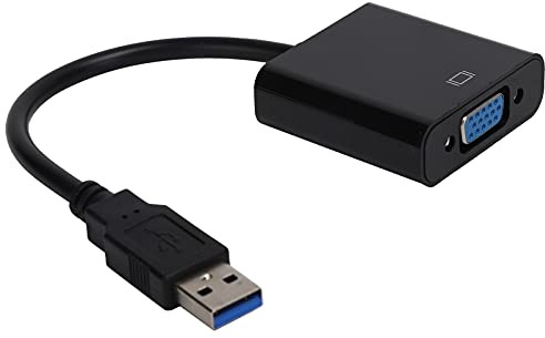 Dioche Convertidor CabUSB3.0 a VGA de 15 Pines - Cable Adaptador HD 1080P de 5 Gbps - Tarjeta de Video Externa Hembra de 15 Pines para Conexión de TV HD y Múltiples Pantallas (Black)