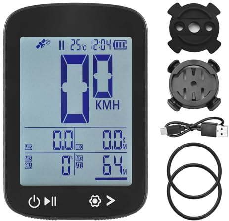 Ausla GPS-Fahrradcomputer, Kabelloser Tachometer mit 5-Sterne-Positionierung, Klarem LCD-Bildschirm, für Radfahrer in der Stadt, die Geschwindigkeit, Distanz, Höhe und Temperatur Verfolgen