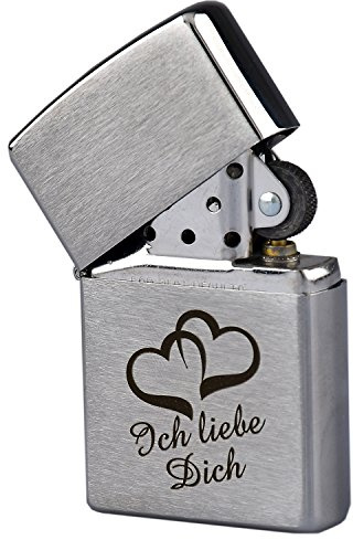 Feuerzeug mit Gravur Ich Liebe Dich, zum Jahrestag/Valentinstag | Geschenk für Ihn/Mann, personalisiert, romantisches Geschenk