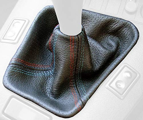 RedlineGoods Schaltsack Manschette kompatibel mit BMW 3-Series 1990-98. Maßgeschneidert - Nicht universell. Echtes Top Qualitat Italienisches Alcantara. Schwarz mit Blauem Faden