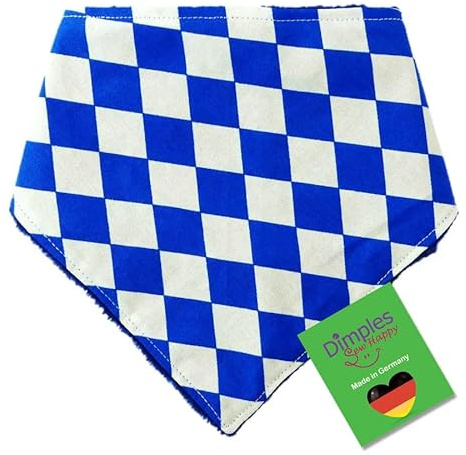 Dimples Hundehalstuch - Bayern Raute Weiß Blau Tracht Oktoberfest - Halstuch, Bandana, Dreieckstuch für Hunde Welpen und Katzen - Tier Besitzer Geschenk - Handgemachtes Accessoire 55cm