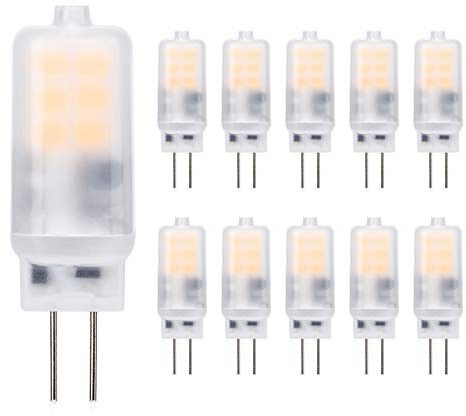 YUIIP G4 LED Light Bulb 2W AC/DC 12V Warm White 2700K G4 Bi-Pin Base Lamp 10W 15W 20W Halogen Bulbs Equivalent for Landscape Chandelier Under Cabinet Lighting, Non-dimmable, No Flicker, Pack of 10