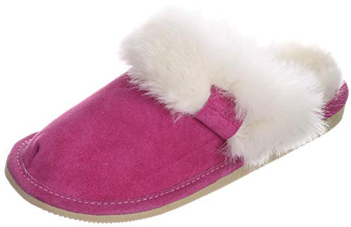 Hollert Damen Lammfell Hausschuhe Malibu Pink Pantoffeln Wohlgefühl - warm, atmungsaktiv 100% Merino Schaffell Echtleder … Schuhgröße EUR 40