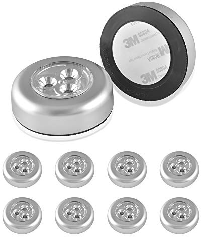 ipow 10er LED Touch Lampe, Stick & Push Nachtlicht batteriebetrieben Nachtlampe selbstklebende Küchenlampen Schrankleuchten Unterbauleuchte für Schrank, Küche, Flur, Kabinett, Treppen - kaltweiß