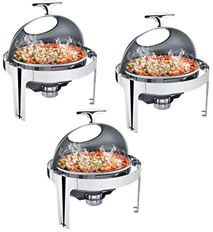 Aprilhp Food Warmers for Parties Buffets, Chafers for Catering Chafing Dish Buffet Set Catering Supplies Buffet Warmer Server and Warming Tray for Weddings Parties, 3 Pack
