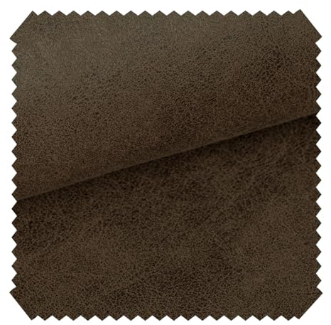 novely® exquisit ETERNITY Vintage Polsterstoff - Antiklederoptik Möbelstoff - Schwer entzündbares Velours-Kunstleder - Pflegeleichte Meterware 1lfm | Farbe: 05 Braun