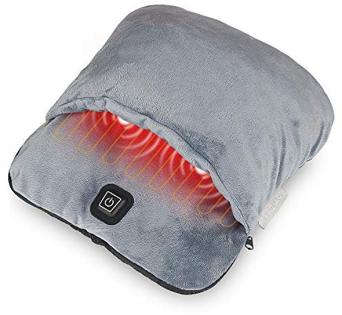 Elektrisch beheizter Fußwärmer mit Heiz-und Vibrationsmassage-Funktion,Elektrische Fußheizung,ultraweiches Flanell-Fleece,große,langlebige Anti-Rutsch-Sohle,für Männer und Frauen, lindert Schmerzen