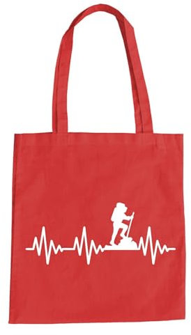 Herzschlag Bergsteiger Baumwolltasche - Ekg Bergsteigen Klettern Wandern Berg Rot