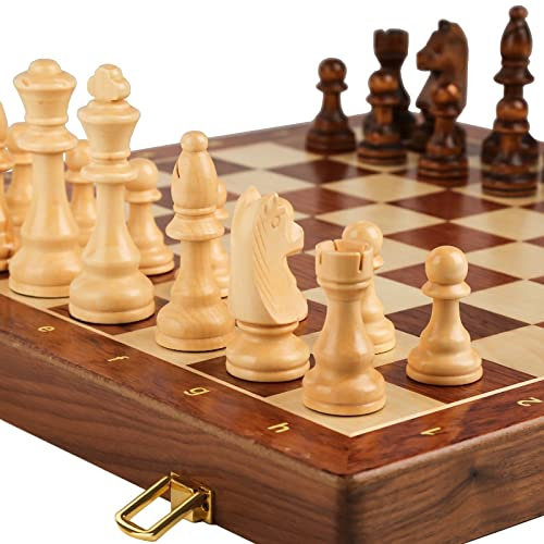 OUMIFA Schach - Traditionelles Klassisches Holzschachspiel für 2 Spieler ab 6 Jahren (39 * 39cm, Braun)