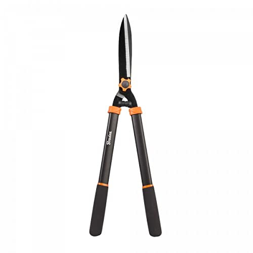 R.G. Heckenschere Hand Gartenschere Strauchschere Grasschere Astschere Stahl Hecke (Schere Klinge 20cm Länge 60cm), Schwarz/Orange