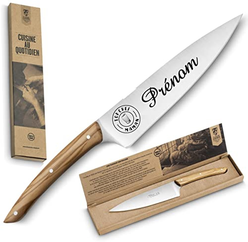 Claude Dozorme - Couteau de Cuisine Top Chef Maman - Couteau Découpe Personnalisé avec Prénom Gravé - Fabriqué en France - Cadeau pour Maman : Fête des Mères, Anniversaire, Noël