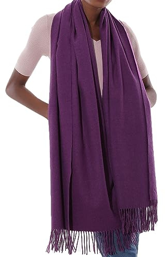 PIOYMEYA Pañuelos Chal Bufanda Mujer Pashmina Morado Estolas Bodas Invierno Chale Fiesta Sólido Fulares Foulard Larga Cálida