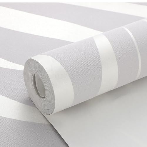 PetHot Embossed Non-Woven Wallpaper 10m Roll - 3D Glitter Wave Stripes Effect, Waterproof for Living Room, Bedroom, Kitchen - Silver Grey
