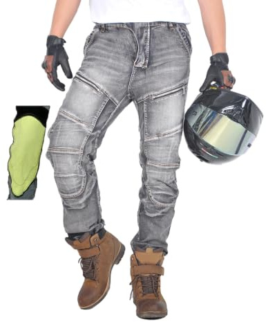 Pantalón Moto Hombre/Mujer, Vaqueros Moto Stretch, Cintura Elástica y Diseño Cómodo para Uso Urbano