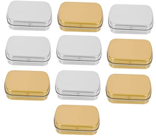 LABRIMP 10 Stück Mini Blechdosen Mit Deckel - Rechteckige Aufbewahrungsbehälter Für Süßigkeiten Schmuck Pillen Klein Gegenstände - Praktische Metallboxen Für Unterwegs