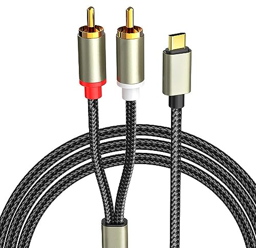 HuaLiSiJi Cable RCA USB C Cable RCA vers Tablette Type C vers 2 RCA, pour Téléphone, Tablette, Home Cinéma, DVD, Amplificateur, Haut Parleur 2m
