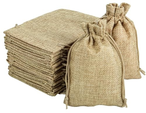 packra - Bolsas de Yute y Bolsa de Tela para Boda y Regalo, Saco de Arroz para Navidad (10x14cm, 30pcs)