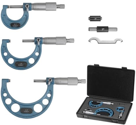 sourcing map Outside Micrometer 0-1 1-2 2-3 Measuring Range Professional Ultra-Precision Measuring Tool 0.0001 Graduation, 3in1 Set