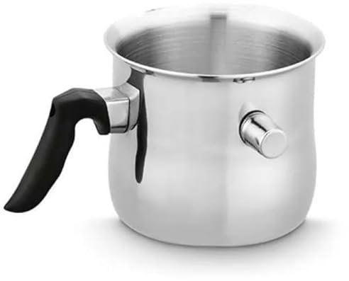 MIKONI Milchtopf mit PFEIFE, 1.5L 2L aus Edelstahl Induktion dicker Boden Milchkanne groß, silber, tolle Qualität Milchkocher (1.5 Liter, Ø 13cm)