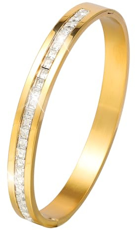 MILAKOO 4/6/8mm Edelstahl Armreif mit Strasssteinen Damen Stainless Steel Edelstahl Armschmuck für Party