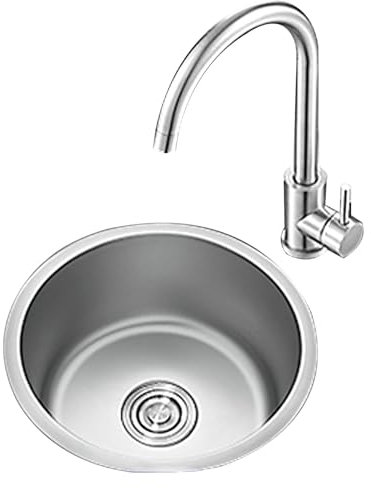 Cuisines Évier Rond De Cuisine en Acier Inoxydable avec Robinet Évier De Petite Taille Facile À Nettoyer Bassin Encastré sous Plan Piscine De Lavage De Vaisselle Garde-Manger Restaurant Bain (Color :