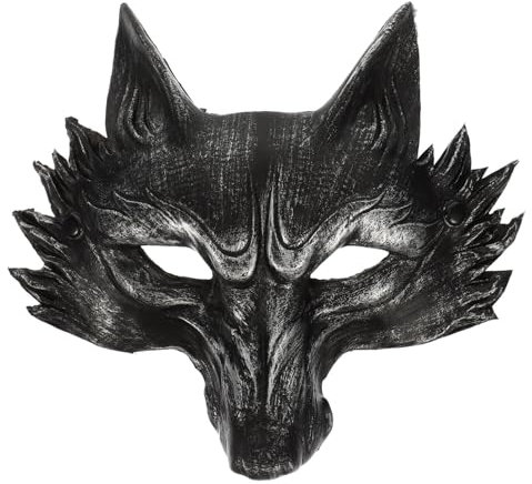 ABOOFAN Masque De Loup D'halloween Masque De Cosplay Animal Pu Accessoires De Costume Horreur Demi- Festival De Carnaval Mascarade Fête Maison Hantée Accessoires De