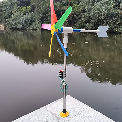 DIY kleine Windkraftanlage Generator Windgenerator Windmühle Kit und Lichtleiste | Hinterhof-Dekoration, 88cm Höhe | 46cm Durchmesser