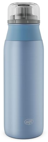 alfi ELEMENT BOTTLE Trinkflasche 600ml, blau pastell matt, Wasserflasche Edelstahl, absolut dicht mit Drehverschluss, geeignet für Kohlensäure, klein, spülmaschinenfest, BPA-frei