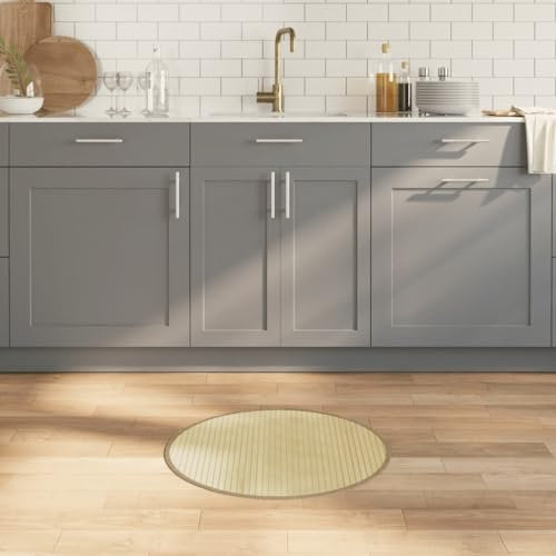 Homgoday Teppich, Bambusteppich rutschfest Bambusmatte Küchenteppich Flurteppich, Modern, Bambus-Teppich für Wohnzimmer, Küche, Flur Rund Hell Natur 60 cm Bambus