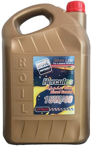 5 Litri di Roil HERCULES 15W40 T.D. SHPDO E7/16 - NUOVA FORMULAZIONE - Riduce il Consumo di Olio e Carburante - IDEALE per Veicoli Commerciali, Trazione Pesante e Furgoni in genere