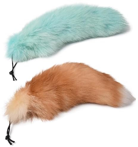 Nocyclonic 2 Pieces 40cm Fell Schwanz fox tail Tierschwanz AnhängerKeychain Extra Groß Schlüsselring Tasche Zusätze Auto Schlüsselketten Anhänger (34)