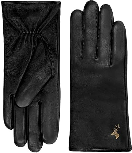 Schwartz & von Halen Handschuhe Damen - Ivy (schwarz) - Leder - 100% Schafsleder (Nappa) - Futter: Kaschmir (15%) und Wolle (85%) - Schwarz