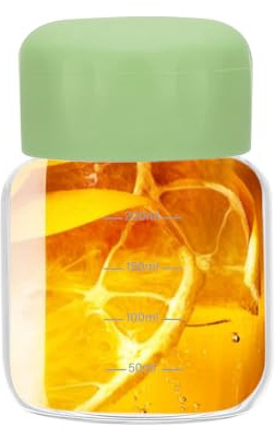 PATIKIL Små juiceglasflaskor med lock, 300 ml (10 oz) glasvattenflaska läckagesäker söta dricksflaskor skottflaskor för juicing kylskåp vatten mjölkdrycker, grön